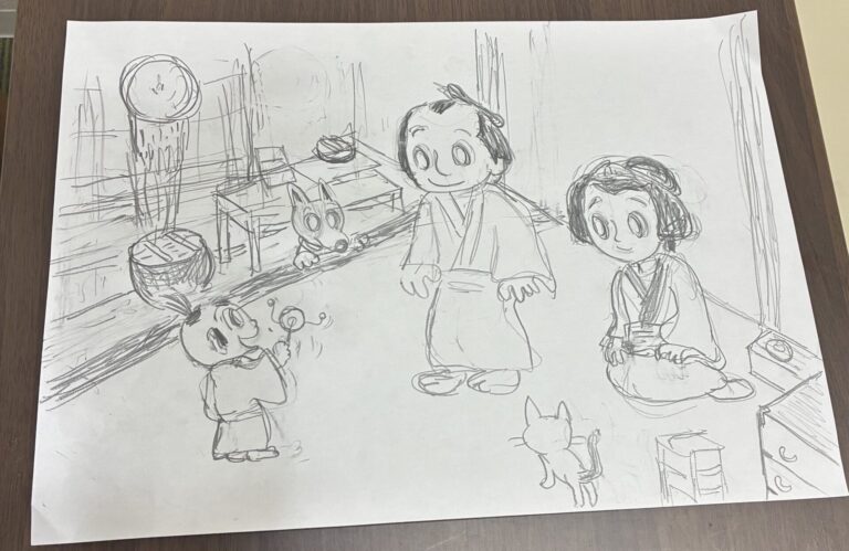 落語絵本のラフ画