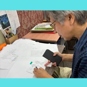 落語絵本ラフ画制作の土肥さん