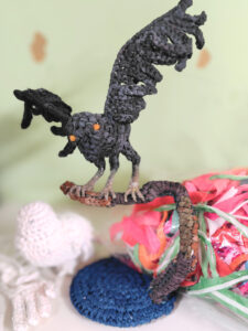 のぼりはぎれで編んだヤタガラス